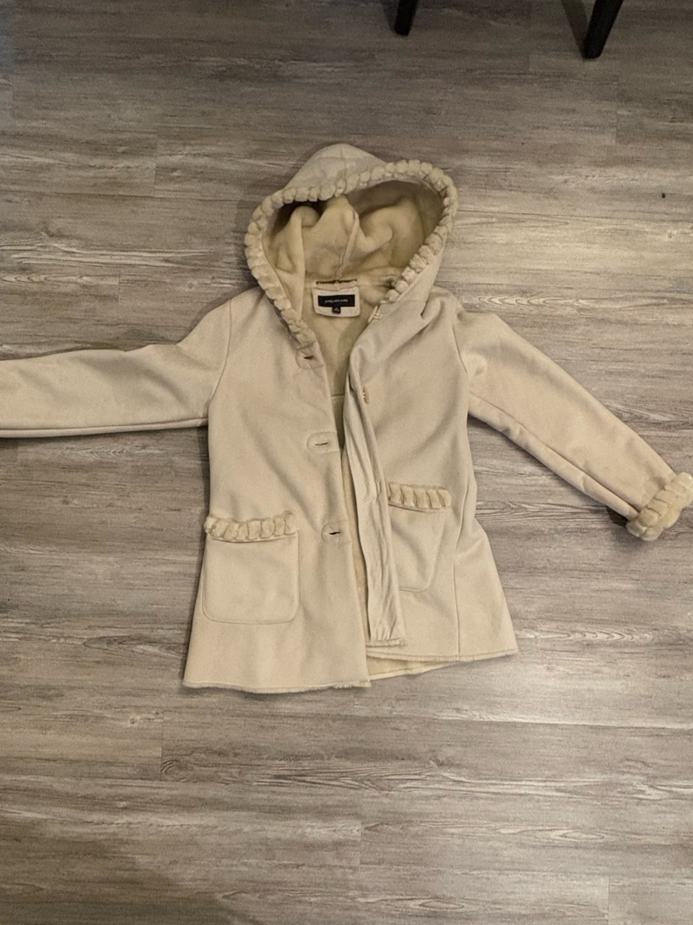 New York & Company Cream Hooded Pea Coat